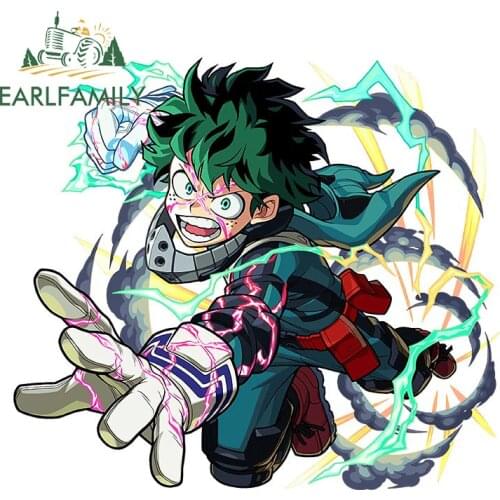 EARLFAMILY 13cm x 11.7cm Personality Car Stickers for My Hero Academia Decal Anime Deku Cartoon Window Bumper Car Accessories