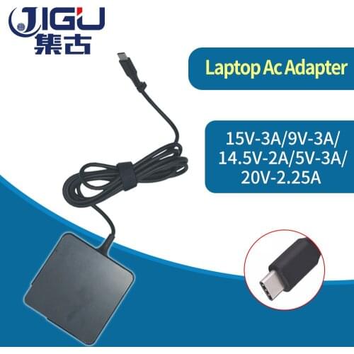 JIGU Fast Charger Type-C Power Adapter 45W 5V 9V 12V 3A 14.5V2A 15V3A 20V2.25A for MacBook Pro Laptop Tablet Phone USB-C Device