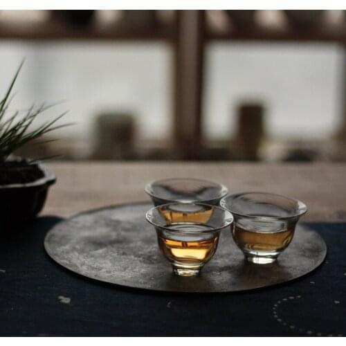 10pcs High-quality half-wall mountain house, glass staff, hand-made glass tea cup, convenient tea set