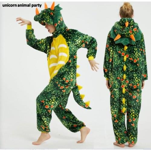 Kigurumi Onesies Men women Cosplay halloween green triangle dragon Christmas Party Pajamas Pyjamas costumes carnival costume
