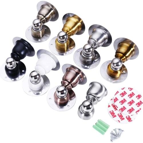 Stainless Steel Magnetic Door Stopper Nail-free Magnet Door Stops Anti-Collision Toilet Holder Catch Doorstop Furniture Hardware