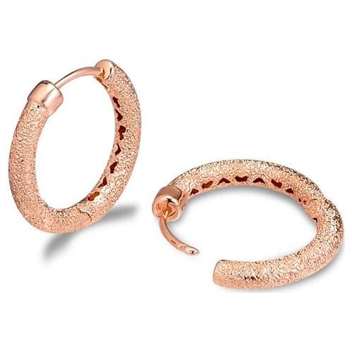 Matte Brilliance Hoop Earrings for Women Rose Golden Jewelry Round Shape Female Earrings Jewelry Rose Golden Earrings Girls