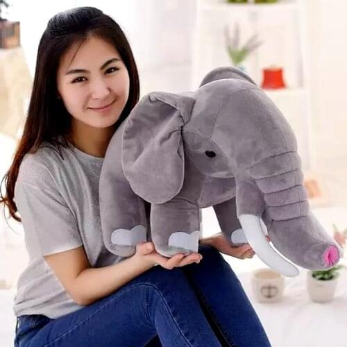 80cm Cute Lovely Soft Long Nose Elephant Plush Doll Kids Toys Childrens Day Gift Toys Carton Figure Feather Cotton Baby Toys