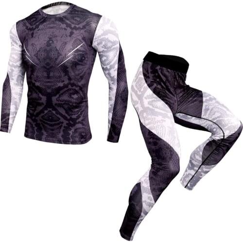 Men Compression Running jogging sportswear Long t shirt/leggings Gym Fitness Tight elasticity Sports suit clothing 2pcs/Sets