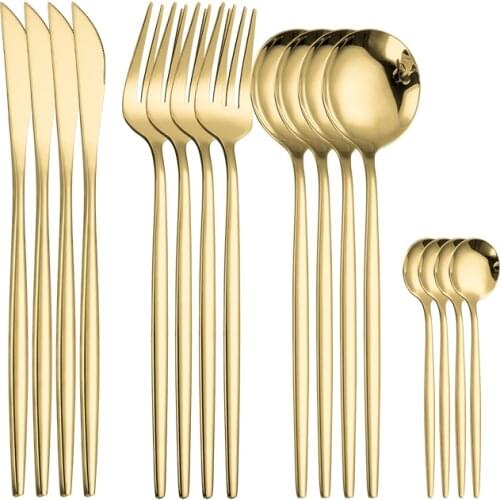 Gold Tableware Set Stainless Steel Cutlery Set Black Gold Dinnerware Kitchen Dinner Sets Western Fork Spoon Knife Chopsticks Kit