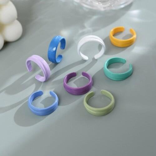 New Fashion Colorful Geometric Open Rings for Women Girls Candy Color Painted Knuckle Rings Jewelry Party Gift 2021