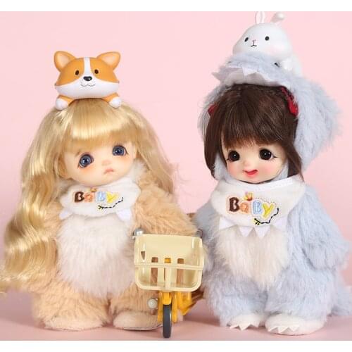 OB11 baby suit plush small animal one-piece suit GSC plain body Molly 1/12 BJD doll clothes suit