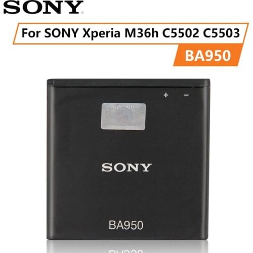 Original Sony Battery For SONY Xperia M36h C5502 C5503 AB-0300 ZR SO-04E BA950 2300mAh Authentic Phone Replacement Battery