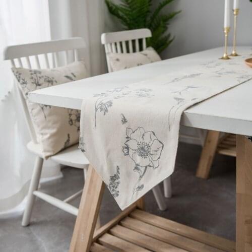 Table Runner Modern Simple Sketch Floral Pattern Line Cotton For Restaurant Dining Wedding Bed Decoration Table Flag Covers