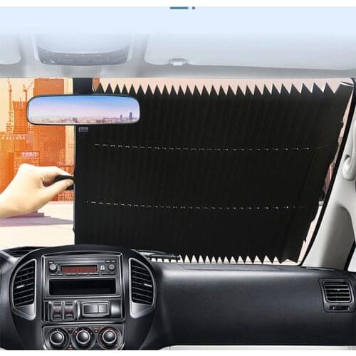 Car Retractable Windshield Anti-UV Car Window Shade Car Front Sun Block Auto Rear Window Foldable Curtain 46cm/70cm Sunshade