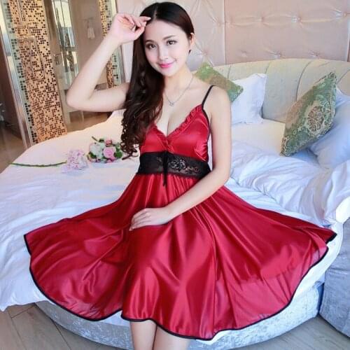 Wedding Bride Nightgowns Sleepshirt Silk Sleepwear Women Night Dress Ladie Satin Sexy Lingerie Nightshirts Sleep Lounge