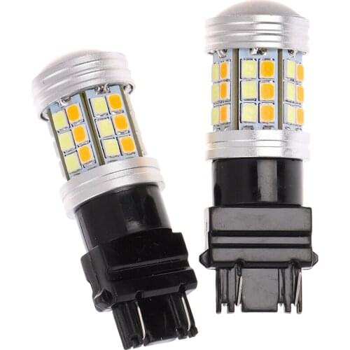 2pcs 12V DC 5W Led Bulb DRL 3157-2835-45SMD Led Auto Lamp Dual Color T25 3157 LED Turn Signal Light