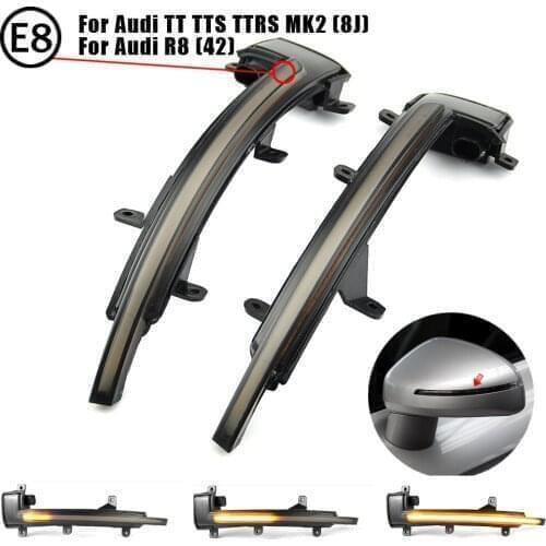 For Audi TT TTS MK2 8J 2007-2014 TTRS R8 LED Dynamic Turn Signal Light Sequential Side Wing Mirror Indicator Lamp Blinker Trim