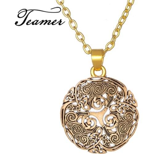 Teamer Adjustable Slavic Talisman Silver Color Triskele Spiral Symbol Knot Gothic Necklace Men Necklace Accessories