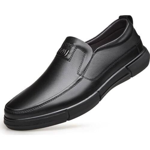 Genuine Leather Work Office Dress Shoes For Men Metal Decoration Business Mens Leather Shoes Soft Bottom Mens Casual Shoes