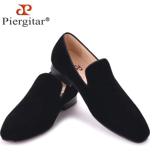Piergitar 2019 new arrival men velvet handmade flats shoes Fashion wedding and party men dress shoes plus size mens loafers