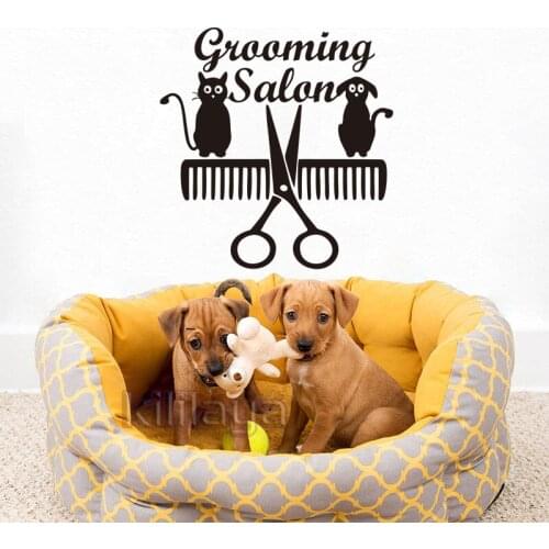 Stickers Grooming Salon Well Decor Living Room Vinyl Wall Art Decals Cat and Dog Home Decor Wallpaper House Decoration Poster