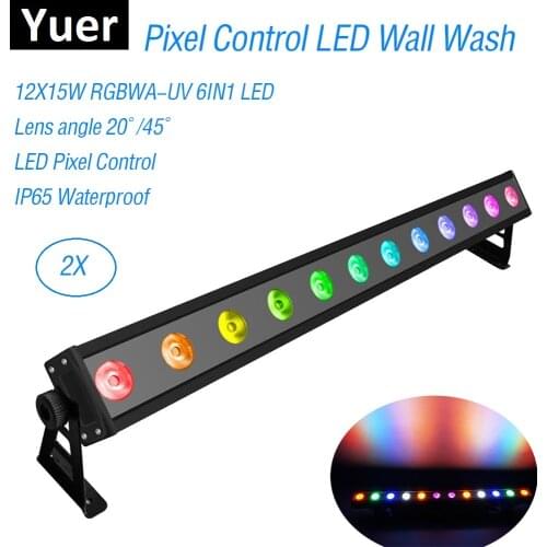 Waterproof 12X15W RGBWAUV 6IN1 LED Wall Wash Light DMX LED Bar DMX Line Bar Wash Stage Light Pixel Control For Party Disco luces