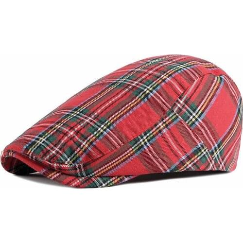 2021 Cotton Spring Summer fashion joker plaid Newsboy Caps Flat Peaked Cap Men and Women Painter Beret Hats 35
