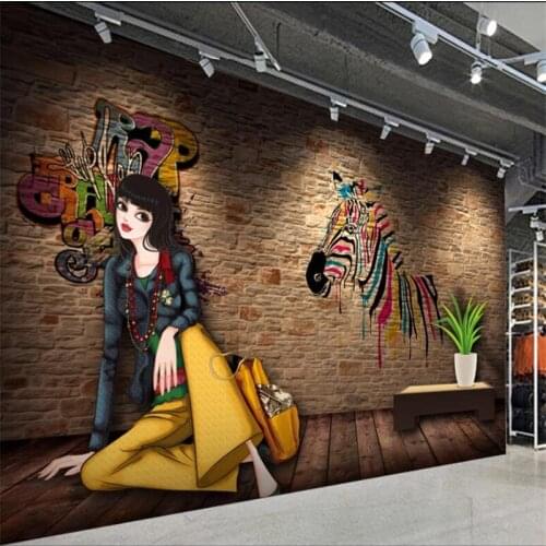 Wellyu Customized large murals nostalgic brick wall wall lighting window clothing store tooling background wallpaper