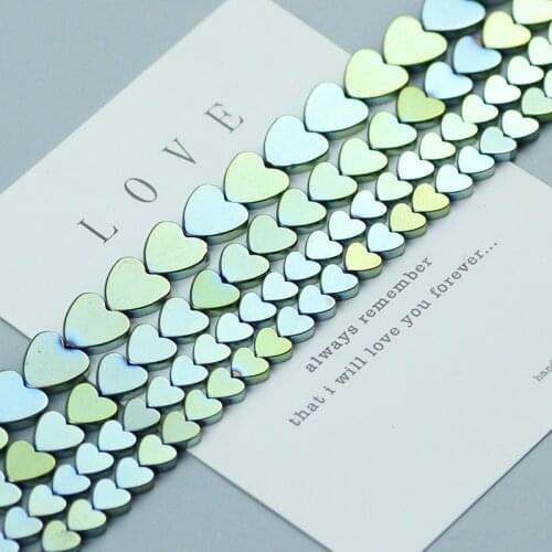 Green Hematite Stone beads Love Heart Shape Natural Stone Loose Spacer beads for Jewelry Bracelet Earring Pendant Making DIY 15"