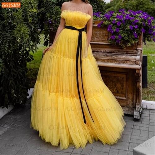 Yellow Prom Dresses Long 2021 vestidos de fiesta largos elegantes de gala Custom Made платье для свадебной вечеринки Women Party