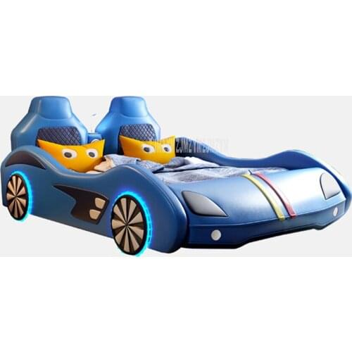 1.2m/1.5m/1.8m Car Design Children Bed With Mattress Top Layer Genuine Leather Bed Child Home Bedroom Furniture For Kids Gift