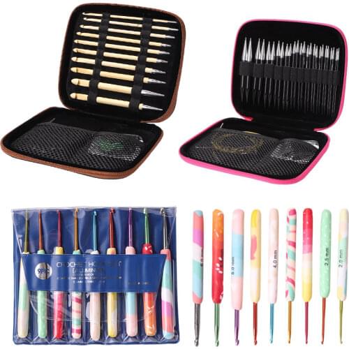 1Set Crochet Hooks Needles Stitches Knitting Craft Case Crochet Needles Set Crochet agulha set Weaving Tools Sewing Tools