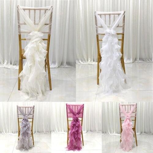 1pcs 140x110cm Organza Chair Sash Bow For Cover Banquet Wedding Party Event Christmas Decoration Sheer Organza Fabric Supply
