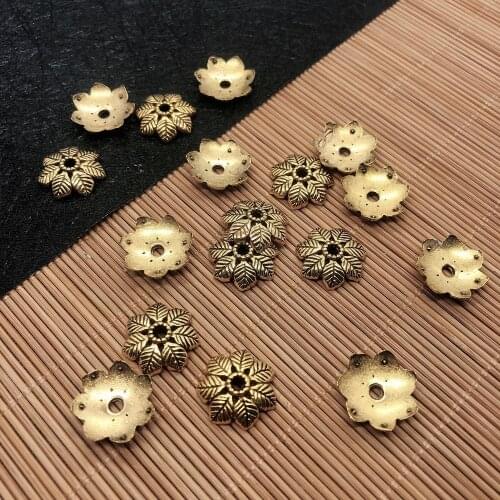 New Style Seven Leaves Shaped Alloy Bead Caps, Gold Color End Beads Fit DIY Jewelry Handcraft, 10pcs/pack 14.5x14.5x3.5mm