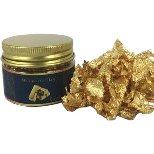 100 Mg Genuine Gold Flake Leaf-Edible Gold Leaf For Cake Wine Food Baking Arts Decoration 24 K Edible Gold Leaf