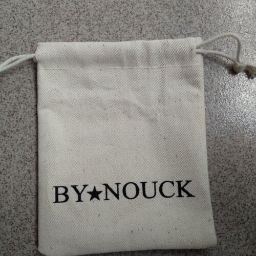 100pcs/lot free shipping custom cotton drawstring bag cotton fabric headset jewelry Trinket collection bag