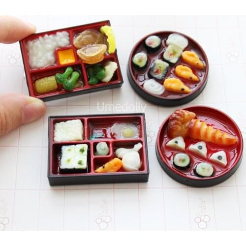2PCS Cute Mini 1/6 Scale Miniature Dollhouse Sushi Bento Food for Blyth Barbies BJD Doll House Kitchen Accessorie Toy