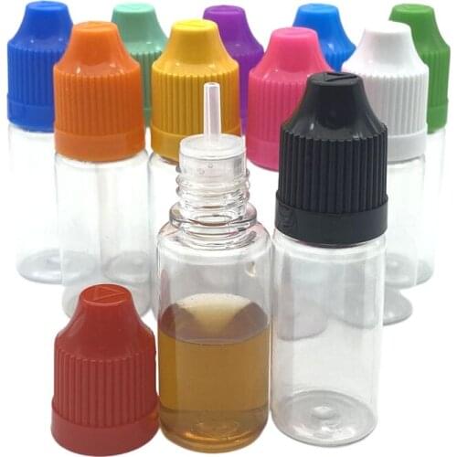 Fast Shipping 200pcs Clear PET 10ml Empty Plastic Dropper Bottle with Childproof Cap Eye Drop E Liquid Needle Tip Hard Bottle