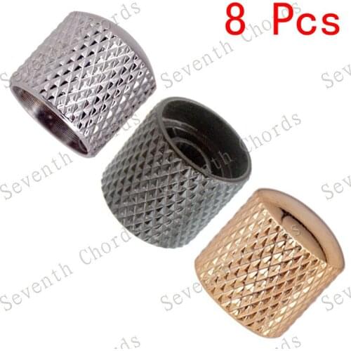 8 Pcs Knurled Barrel Metal Dome Tone Volume Control Knobs Buttons for Electric Guitar Bass - Chrome- Black - Gold For Choose