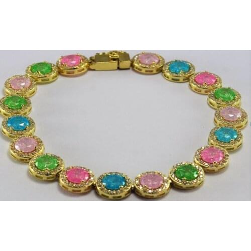 925 Sterling Silver Bracelet with Rainbow Round Stone Wear the Crown of Gorgeous Invitations