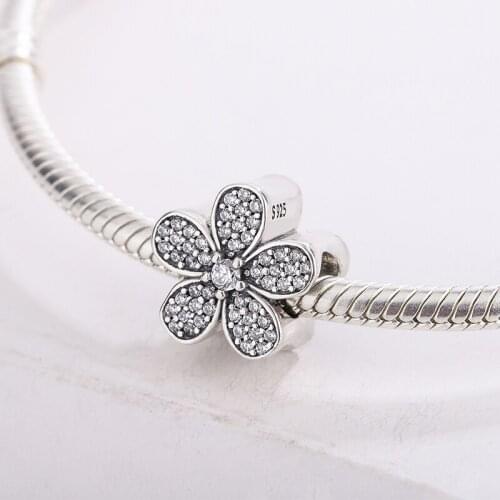 925 Sterling Silver Lucky Five Leaf Clover CZ White Transparent Zircon Pendant Charm Bracelet DIY Jewelry Making For Pandora