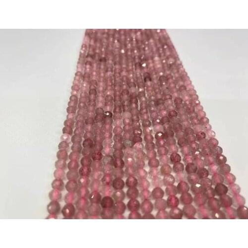 AAA natural strawberry crystal cutting 2mm / 3mm / 4mm gem jewelry DIY boutique 38cm long