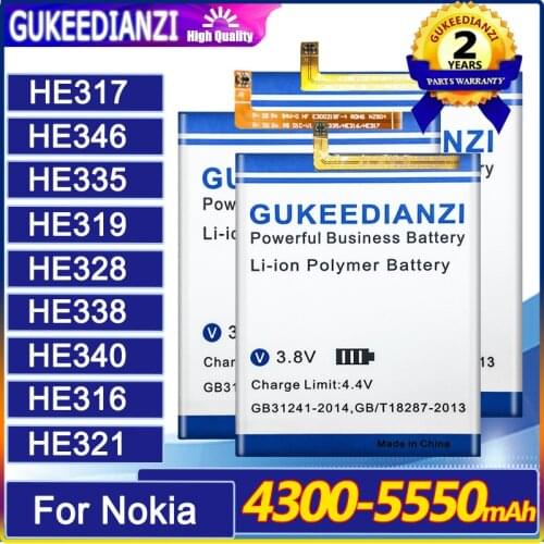 GUKEEDIANZI High Capacity Battery For Nokia 2 3 5 6 8 7 Plus HE338 HE319 HE321 HE336 HE317 HE335 HE316 HE340 HE346 HE328 Battery