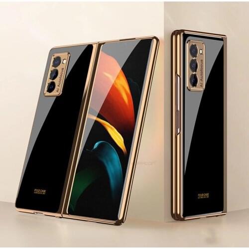 For Samsung Galaxy Z Fold 2 5G Case Luxury Plating Glass Full Protection Shockproof Back Cover For Samsung Z Fold2 5G Case