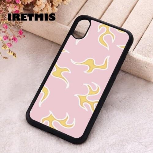 Iretmis 5 5S SE 2020 phone cover cases for iphone 6 6S 7 8 Plus X Xs Max XR 11 12 MINI Pro Soft Silicone TPU Yellow Flames