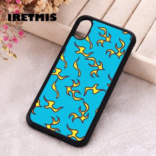 Iretmis 5 5S SE phone cover cases for iphone 6 6S 7 8 Plus X Xs Max XR 11 12 MINI Pro Soft Silicone Blue Flame Pattern Print