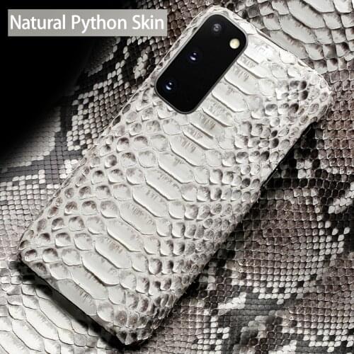 Genuine Leather Phone Case For Samsung Galaxy Note 20 10 9 8 S20 Ultra S10 S10e S9 S8 Plus Luxury Natural Python Skin Back Cover