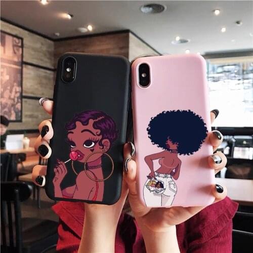 Afro Girls Black Women Art Case For iPhone XR XS Max X 7 8 6 Plus 12 11Pro Max Cash Girl Melanin Poppin Case for iphone SE2020