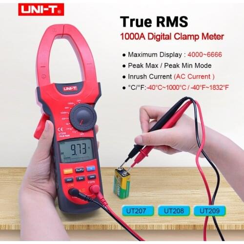 UNI-T UT207/UT208/UT209 Digital Clamp Meter 1000A True RMS Multimeter AC DC voltage current meter Resistance Frequency tester