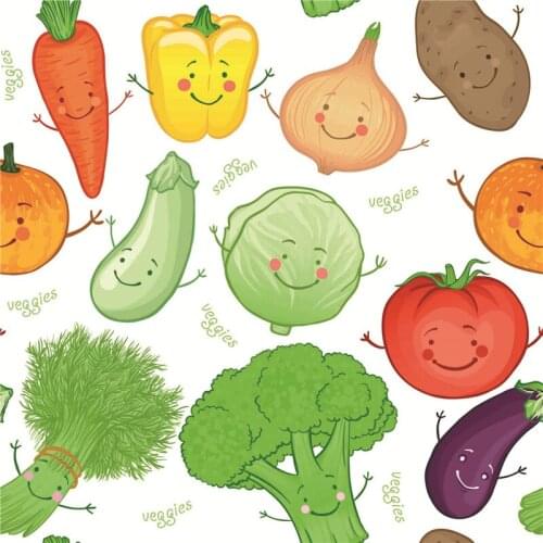 Polyester Stretch satin fabric for childrens clothing cartoons fruit pattern custom printing thin shirt sewing fabric