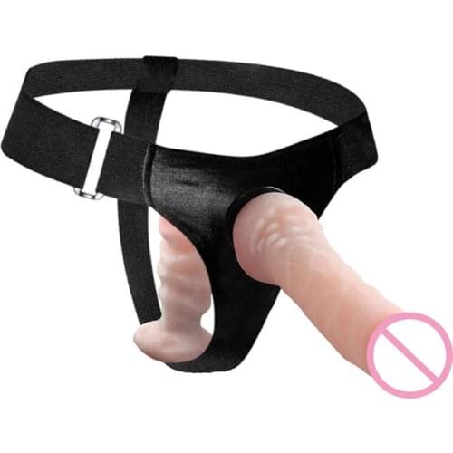 Erotic Lesbian Strapon Harness Double Dildos Silicone Strap on Dick Pegging Realistic Penis Goods for Adult Sex Toys for Woman