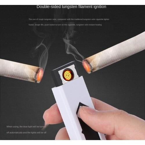 Hot Sale Windproof Electronic Lighter USB Charging Cigarette Lighter Portable Outdoor Camping Cigarette Lighter
