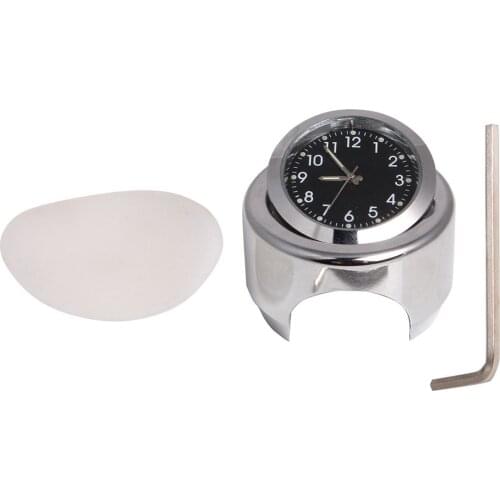 7/8 Inch 1 Inch Motorcycle Chrome Handlebar Black Dial Clock Fit for Motorbike