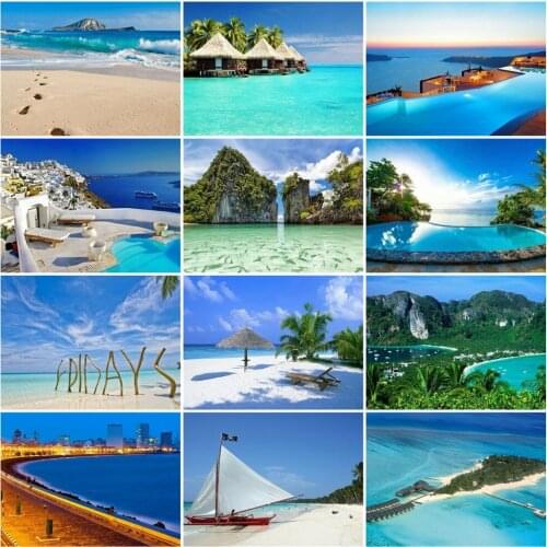 HUACAN 5D Diamond Painting Summer Scenery Diamond Mosaic Seaside Cross Stitch Handcraft Decoration For Home